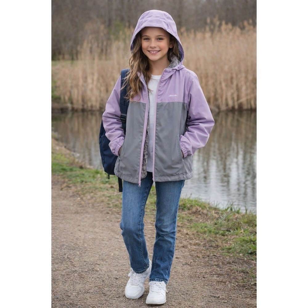 Eddie Bauer Lavender and Gray Kids Hooded Jacket